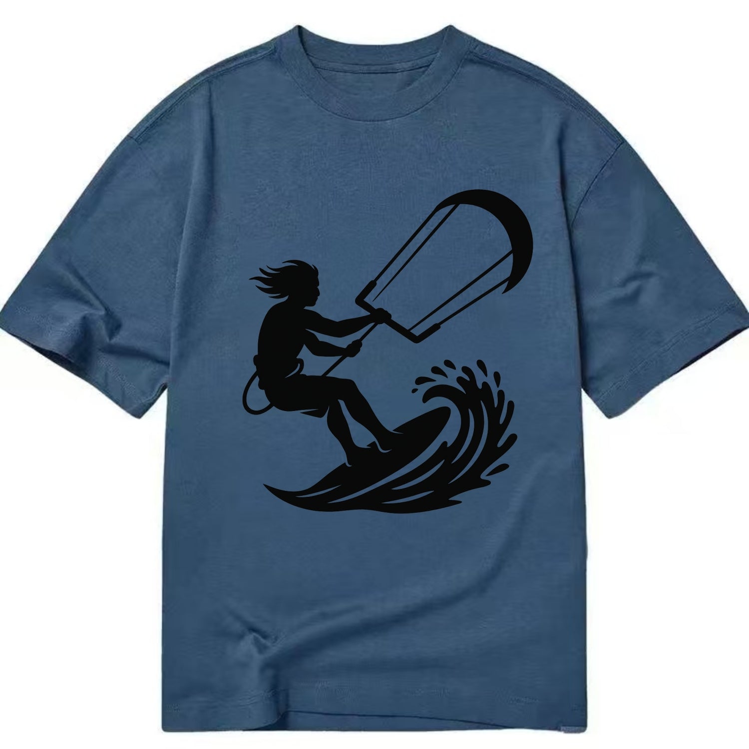 Kite surfer riding wave - Classic T-shirt - Twilight Navy(Blue)