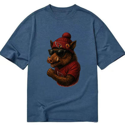 Arizona Javelina wearing Cardinals beanie with desert patch and wayfarer - Classic T-shirt - Twilight Navy(Blue)