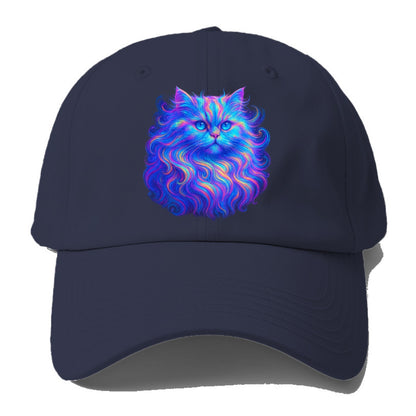Luxurious Persian cat with flowing fur that refracts into rainbow prisms, soft - Baseball Cap - Twilight Navy(Blue)