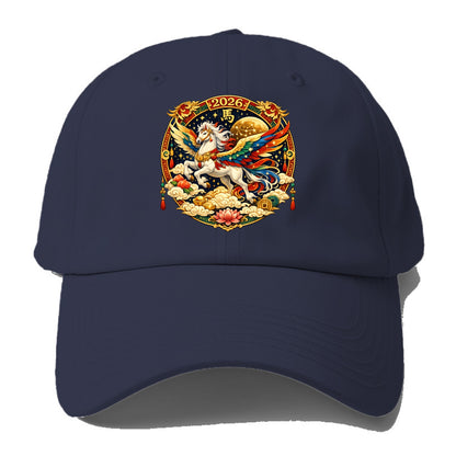 CELESTIAL HORSE | Heavenly horse among clouds and stars | Wings of flowing energy - Baseball Cap - Twilight Navy(Blue)