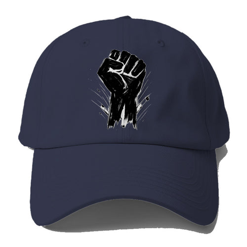 Raised fist in bold black ink brushstrokes - symbol of solidarity and - Baseball Cap For Big Heads