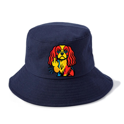 Cavalier King Charles Spaniel with long ears, regal paw giving finger - Bucket Hat - Twilight Navy(Blue)