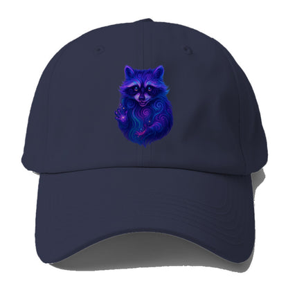 Playful raccoon with mask swirling in hypnotic patterns, neon purple - Baseball Cap For Big Heads - Twilight Navy(Blue)