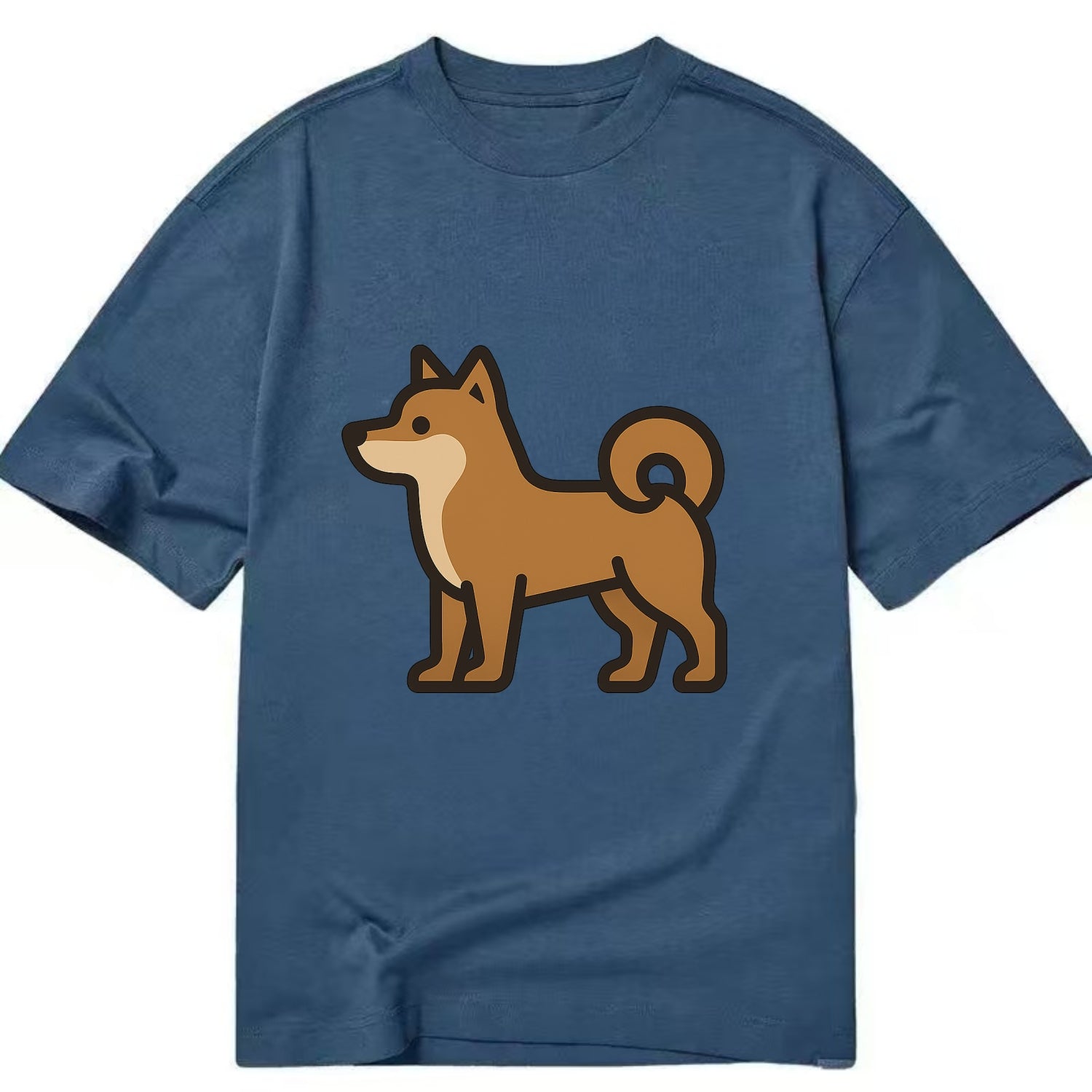 Shiba Inu - Red sesame flat side profile - Classic T-shirt - Twilight Navy(Blue)