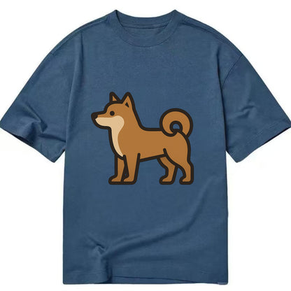 Shiba Inu - Red sesame flat side profile - Classic T-shirt - Twilight Navy(Blue)
