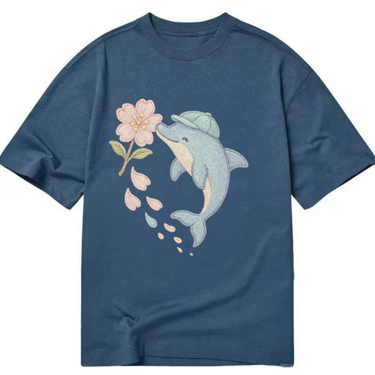 Dolphin Sakura Leap  - Classic T-shirt - Twilight Navy(Blue)
