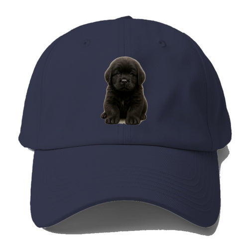 Baby Newfoundland Puppy - giant fluffy black, gentle eyes, webbed paws, - Baseball Cap
