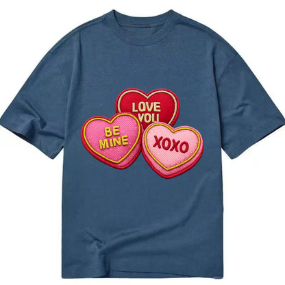 VALENTINES HEARTS - candy hearts in pink and red , love day - Classic T-shirt - Twilight Navy(Blue)