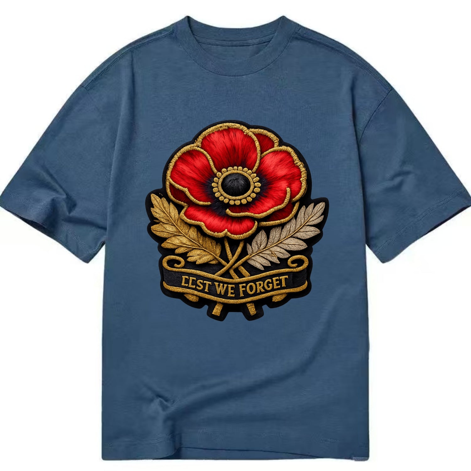 MEMORIAL POPPY - red poppy flower in scarlet , remembrance - Classic T-shirt - Twilight Navy(Blue)