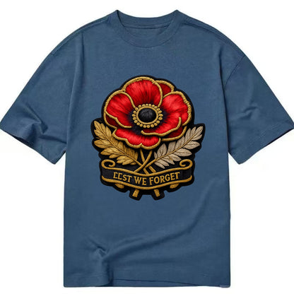 MEMORIAL POPPY - red poppy flower in scarlet , remembrance - Classic T-shirt - Twilight Navy(Blue)