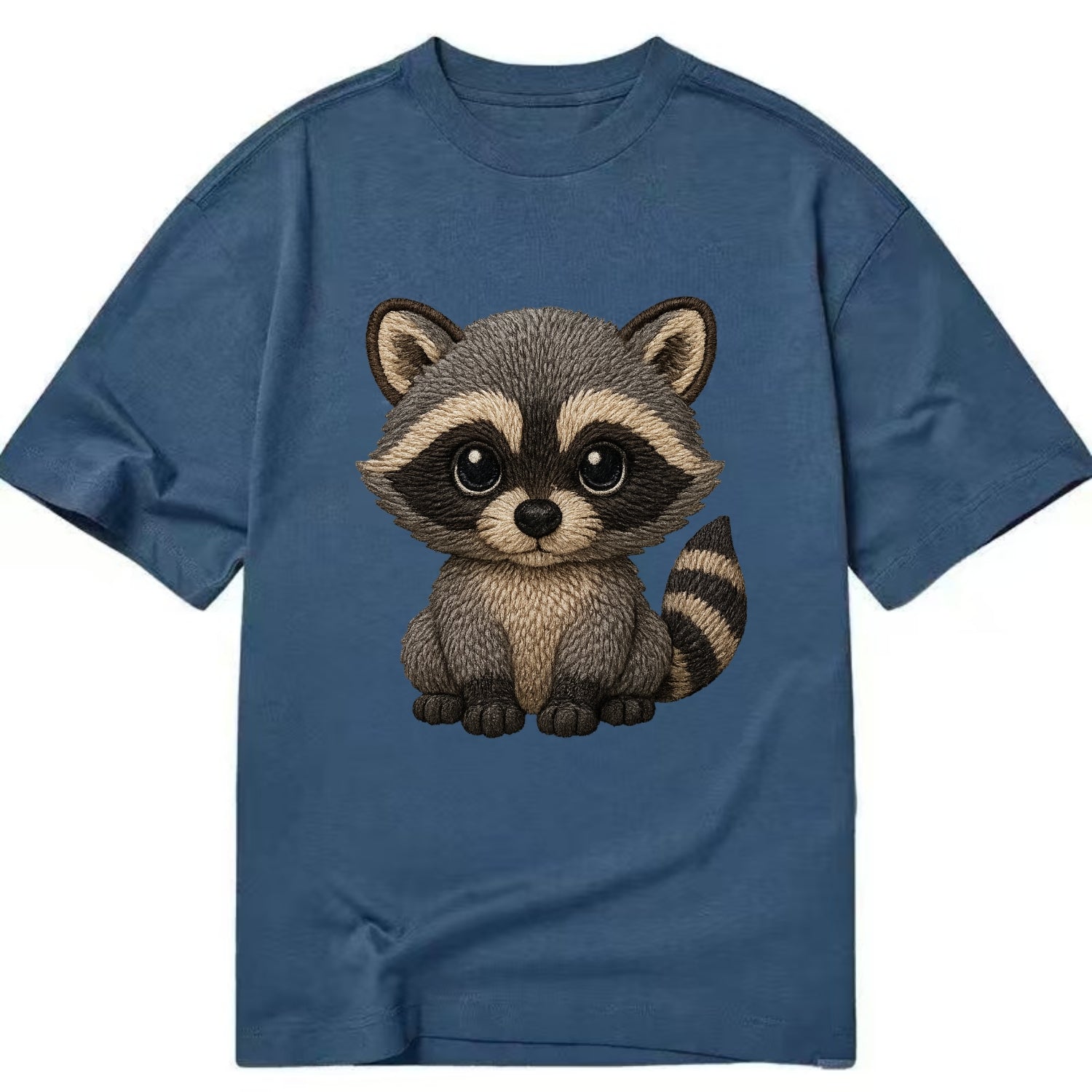 Baby Raccoon - gray fur, black mask, ringed tail, bright curious eyes, - Classic T-shirt - Twilight Navy(Blue)