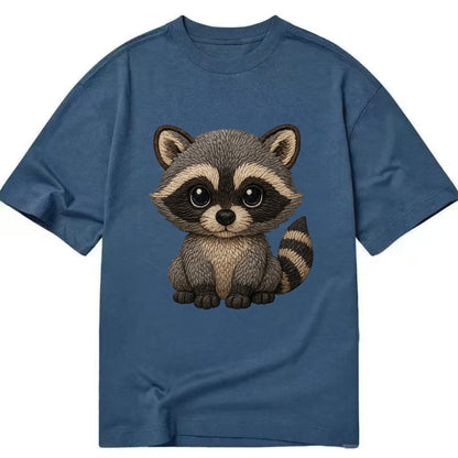 Baby Raccoon - gray fur, black mask, ringed tail, bright curious eyes, - Classic T-shirt - Twilight Navy(Blue)