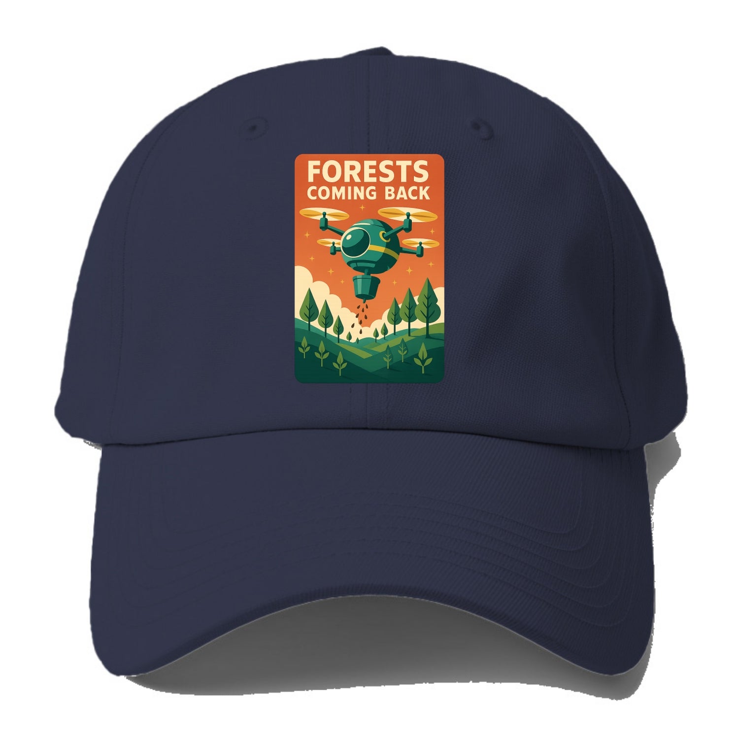 Reforestation drone planting millions of trees - "Forests Coming Back" - nature - Baseball Cap - Twilight Navy(Blue)