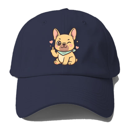 French Bulldog sitting with bat ears up, strong paw with sass - Baseball Cap - Twilight Navy(Blue)