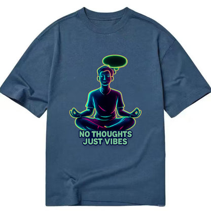 Peaceful floating figure with empty thought bubble - "no thoughts just vibes" zen - Classic T-shirt - Twilight Navy(Blue)