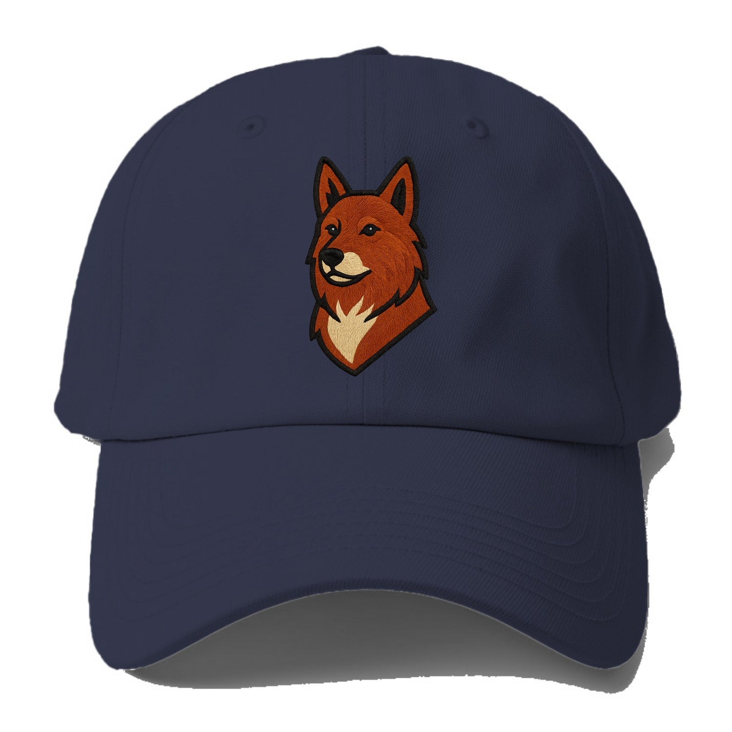 Finnish Spitz - Fox-red pointed ears embroidered pose - Baseball Cap For Big Heads - Twilight Navy(Blue)