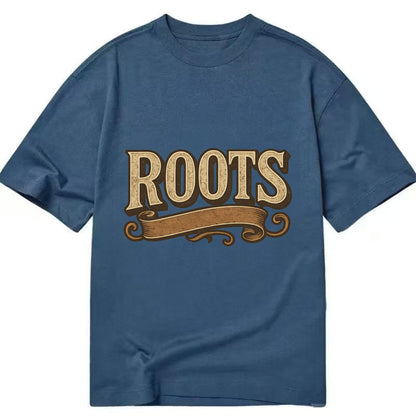 Bold typography design - "ROOTS" - where you come from, heritage - Classic T-shirt - Twilight Navy(Blue)