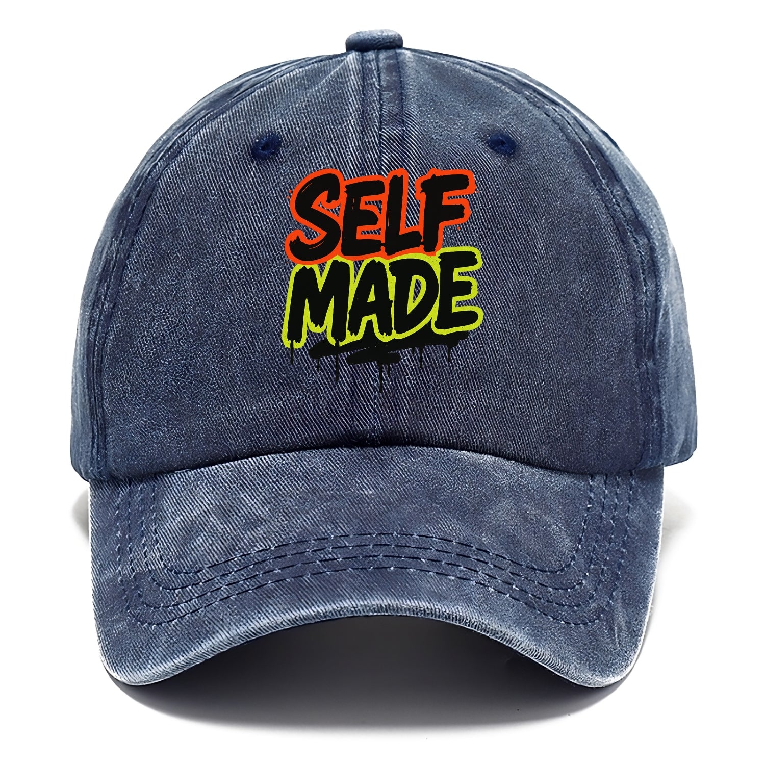 Bold typography design - "SELF MADE" - built from nothing, earned success - Classic Cap - Twilight Navy(Blue)