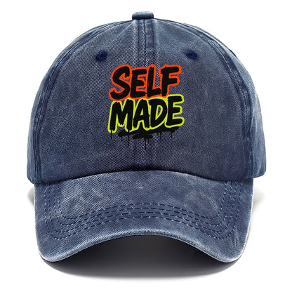 Bold typography design - "SELF MADE" - built from nothing, earned success - Classic Cap - Twilight Navy(Blue)
