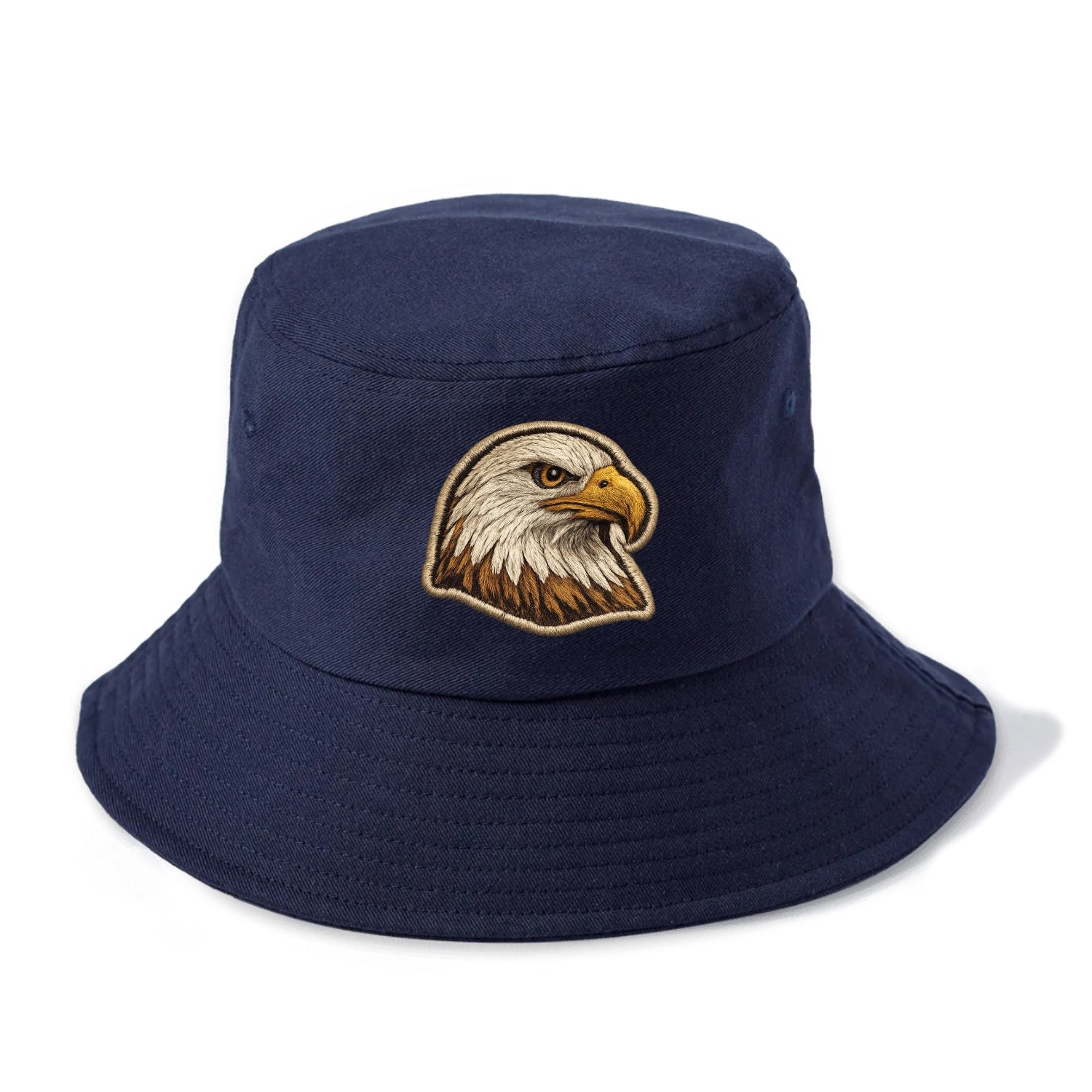 EAGLE HEAD PROFILE - majestic bald eagle in brown, white and gold , American pride - Bucket Hat - Twilight Navy(Blue)