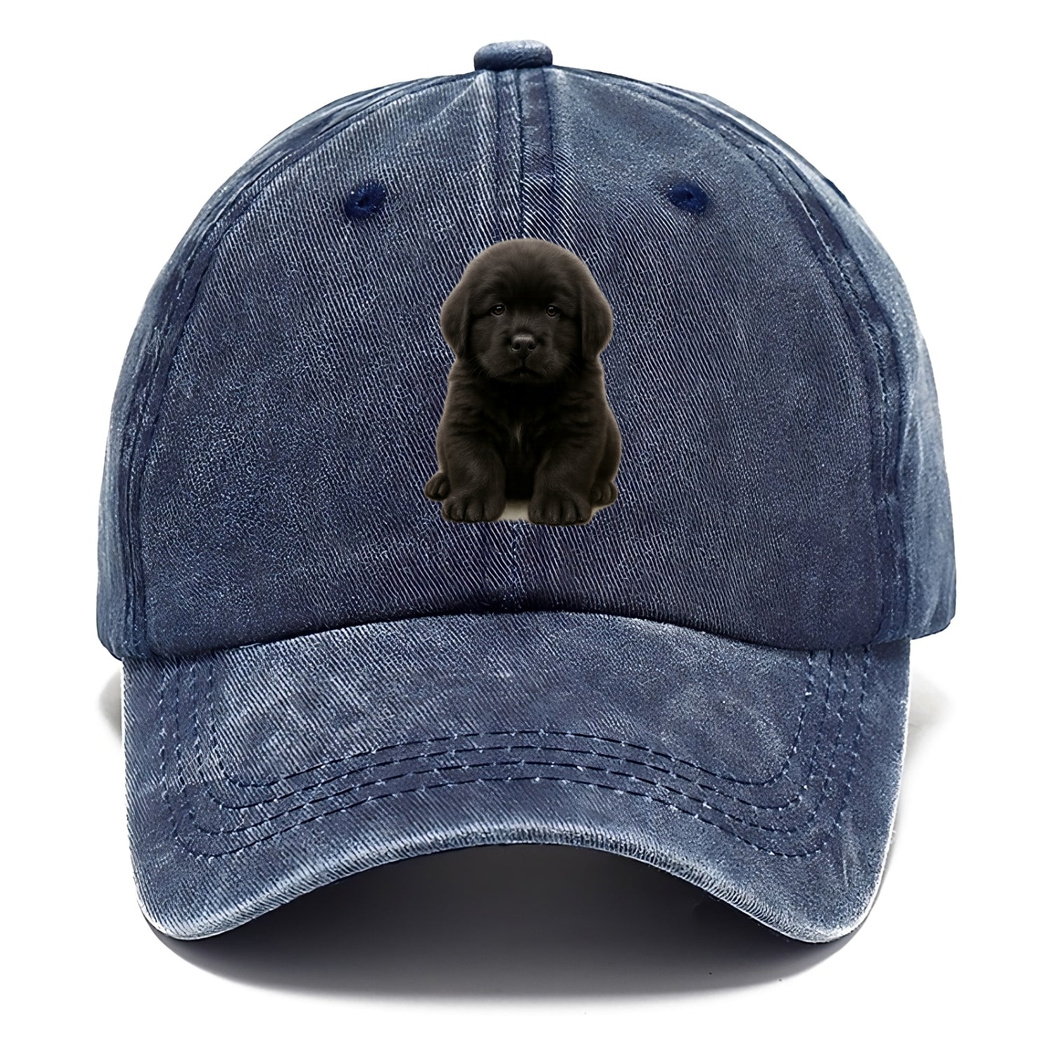 Baby Newfoundland Puppy - giant fluffy black, gentle eyes, webbed paws, front-facing, - Classic Cap - Twilight Navy(Blue)