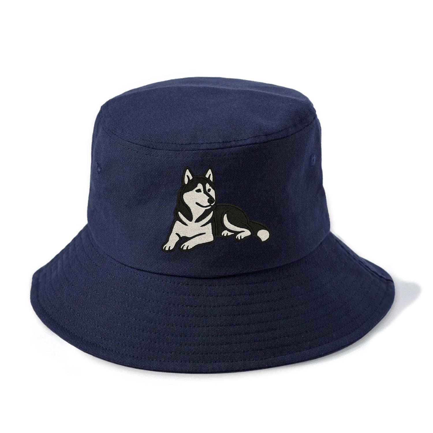 Siberian Husky - Black and white relaxed Bucket Hat - Twilight Navy(Blue)