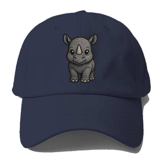 Baby Rhino - gray armor skin, tiny horn nub, round eyes, front-facing, - Baseball Cap For Big Heads - Twilight Navy(Blue)