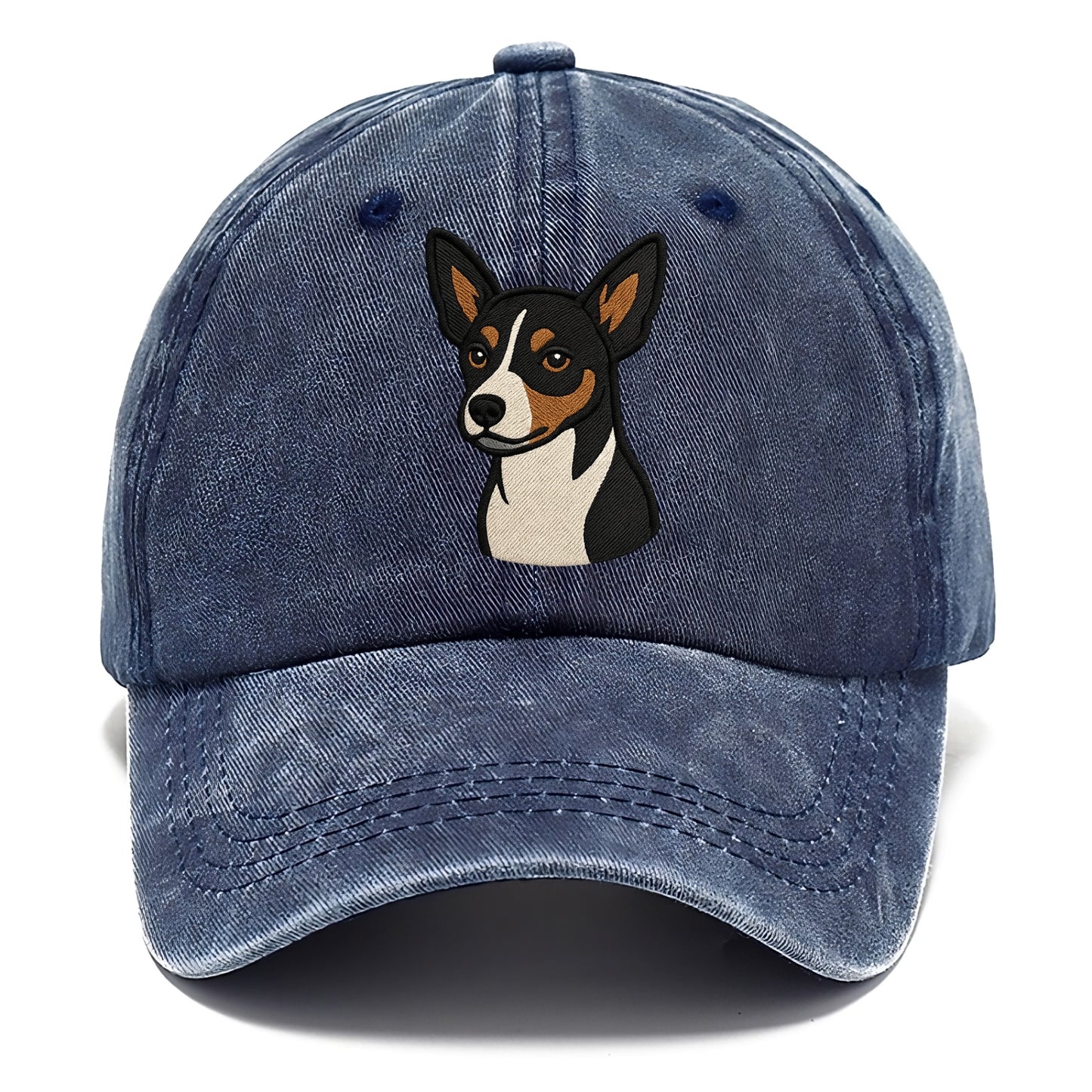 Rat Terrier - Tri-color embroidered pose - Classic Cap - Twilight Navy(Blue)