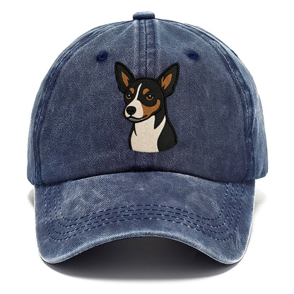 Rat Terrier - Tri-color embroidered pose - Classic Cap - Twilight Navy(Blue)