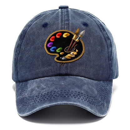 Embroidered patch design - PAINT PALETTE - artist palette with brushes in rainbow and - Classic Cap - Twilight Navy(Blue)