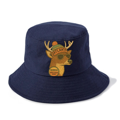 Georgia White-tailed Deer wearing Atlanta beanie with pom pom and wayfarer sunglasses - Bucket Hat - Twilight Navy(Blue)