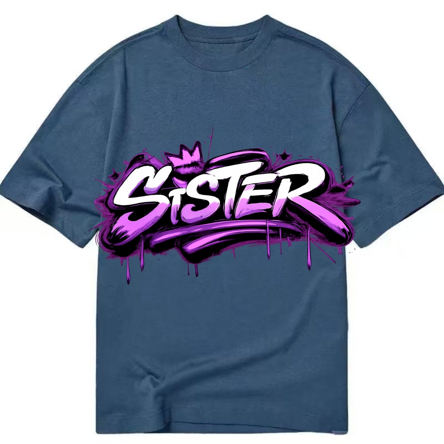 Bold typography design - "SISTER" - female bond, sisterhood - Classic T-shirt - Twilight Navy(Blue)