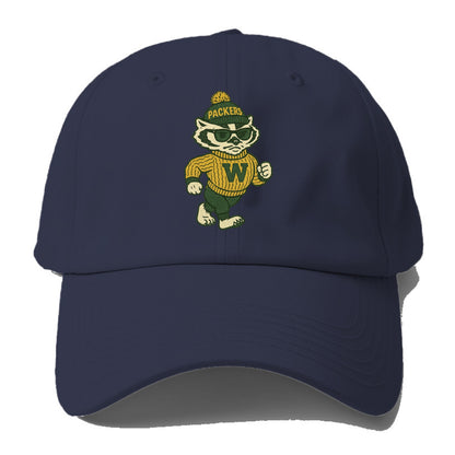 Wisconsin Badger wearing Packers green and gold beanie with pom pom - Baseball Cap For Big Heads - Twilight Navy(Blue)