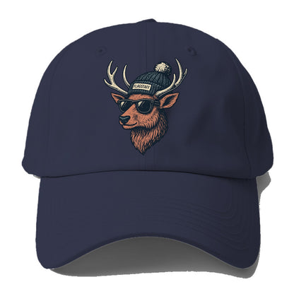 Flagstaff Elk wearing Flagstaff beanie with pom pom and wayfarer sunglasses - Baseball Cap - Twilight Navy(Blue)