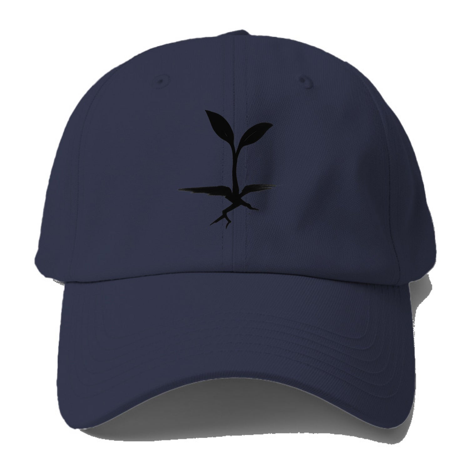 Seedling breaking through concrete - persistence ink brushstrokes - Baseball Cap For Big Heads - Twilight Navy(Blue)