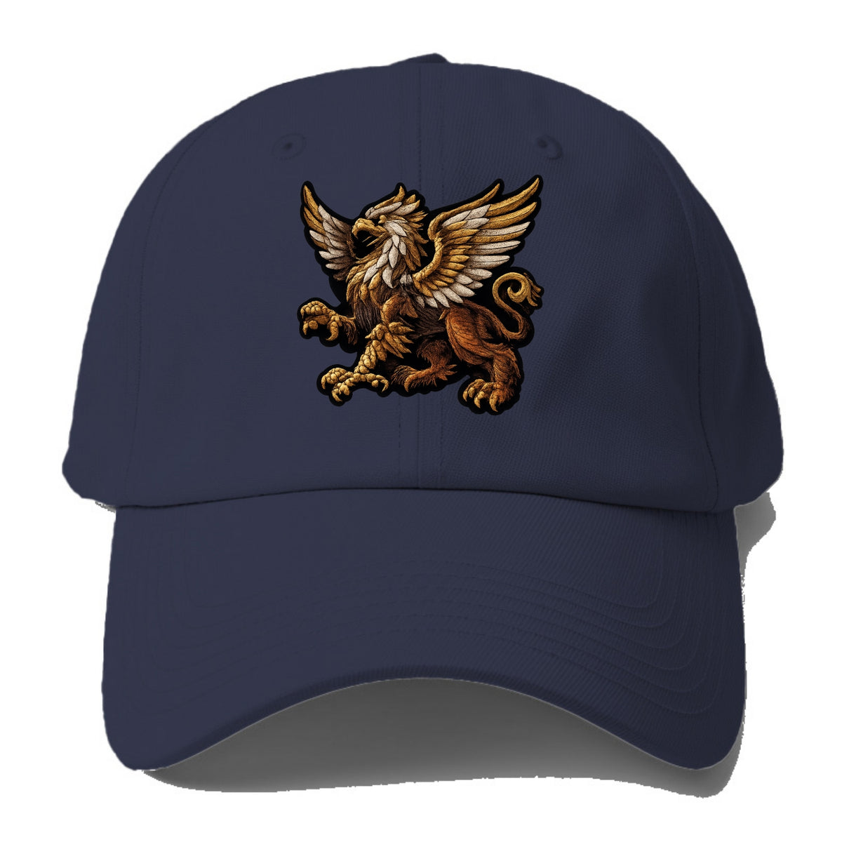 GRIFFIN BEAST - lion eagle hybrid in gold and brown , heraldic - Baseball Cap For Big Heads - Twilight Navy(Blue)