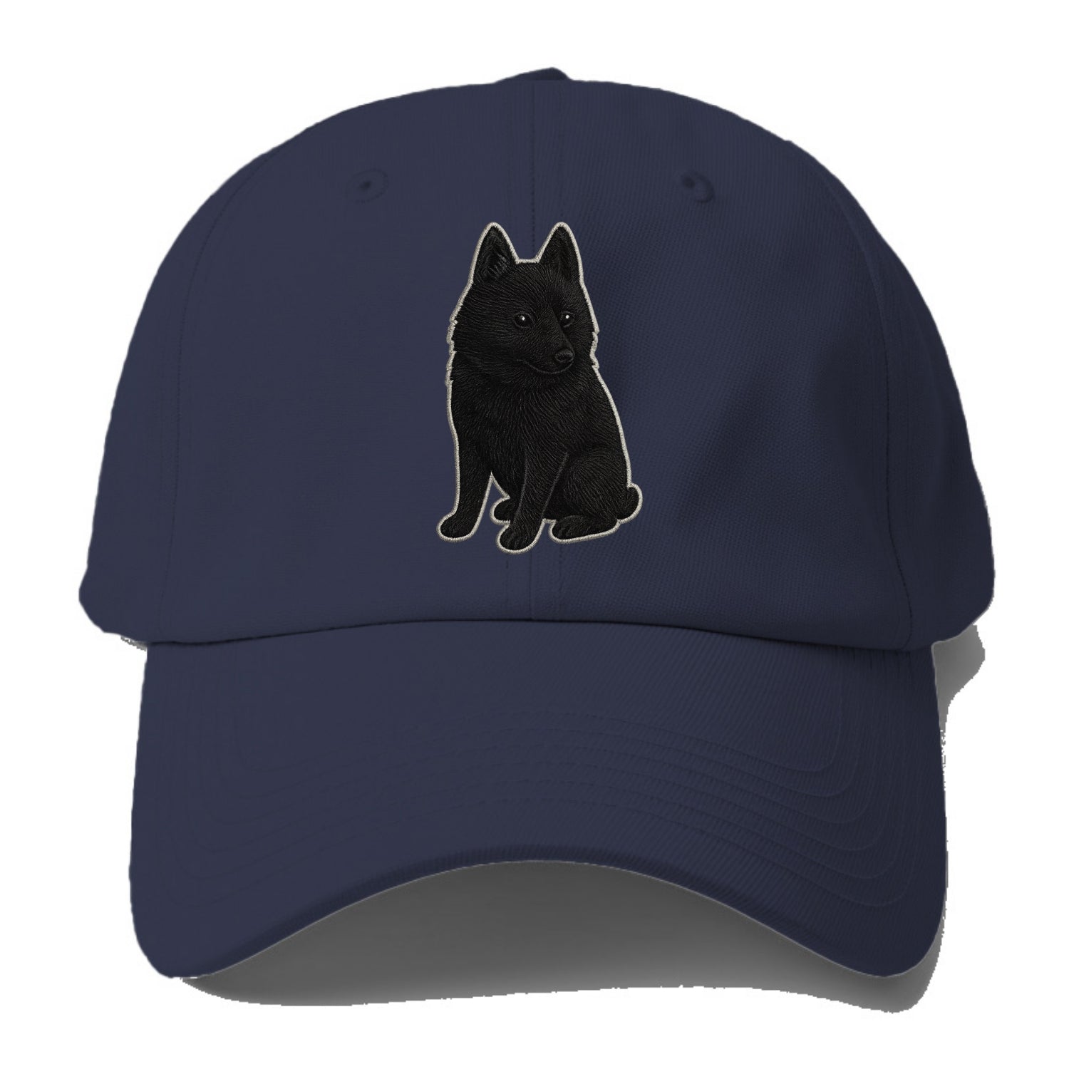 Schipperke - Solid black small embroidered sitting pose - Baseball Cap For Big Heads - Twilight Navy(Blue)