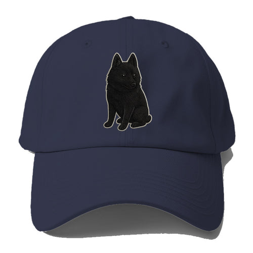 Schipperke - Solid black small embroidered sitting pose - Baseball Cap For Big Heads