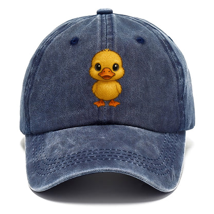 Baby Duck Duckling - yellow fluffy, orange beak, bright eyes, front-facing, quack baby - Classic Cap - Twilight Navy(Blue)