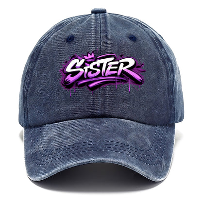 Bold typography design - "SISTER" - female bond, sisterhood - Classic Cap - Twilight Navy(Blue)