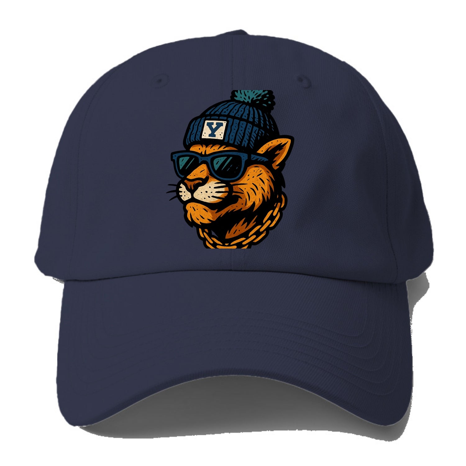 Provo Cougar wearing BYU beanie with Y patch - Baseball Cap For Big Heads - Twilight Navy(Blue)