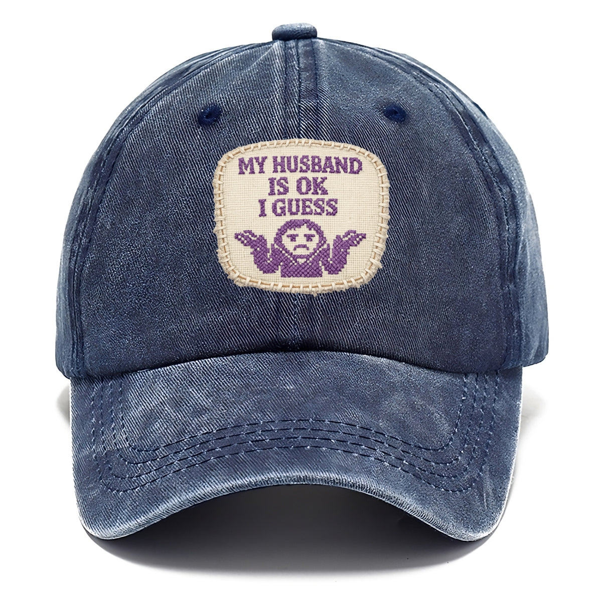 MY HUSBAND IS OK I GUESS - purple ok shrug - purple - mediocre husband - Classic Cap - Twilight Navy(Blue)