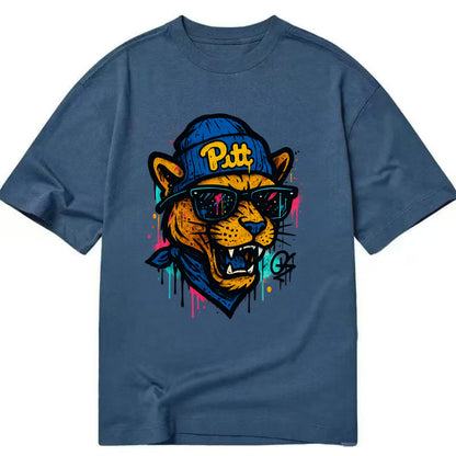 Pittsburgh Panther wearing Pitt beanie with script patch - Classic T-shirt - Twilight Navy(Blue)