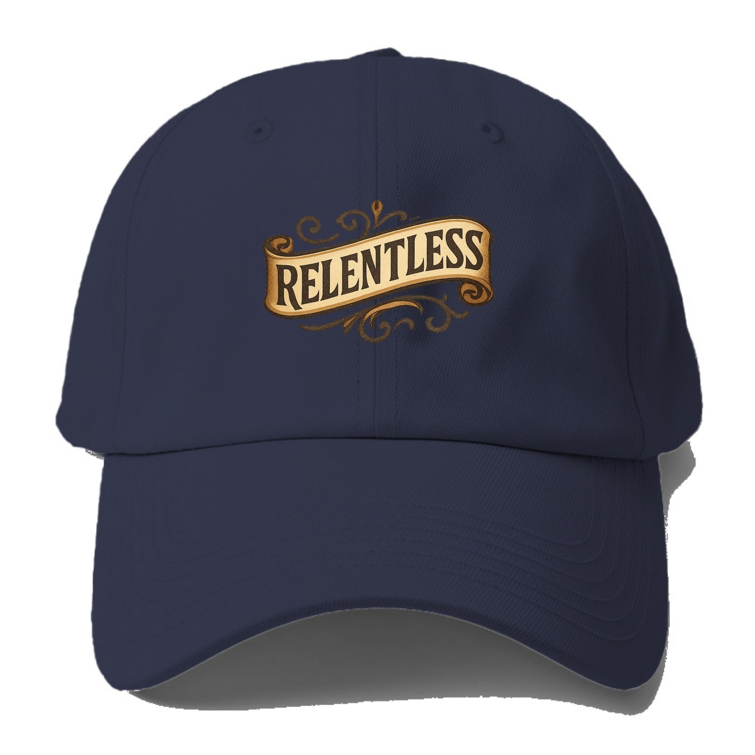 Bold typography design - "RELENTLESS" - never giving up, persistent pursuit - Baseball Cap - Twilight Navy(Blue)