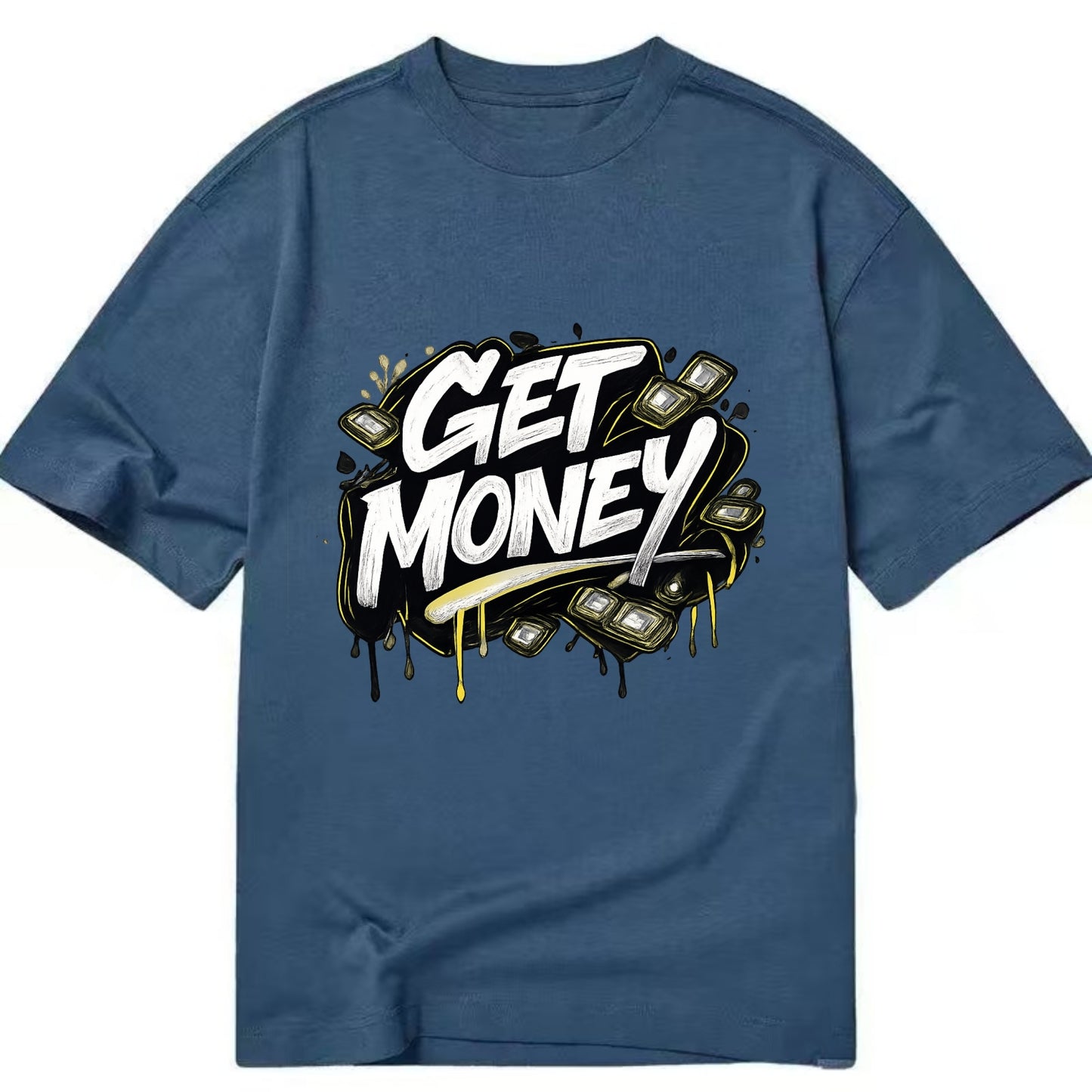 Bold typography design - "GET MONEY" - pursuit of wealth, earning - Classic T-shirt - Twilight Navy(Blue)