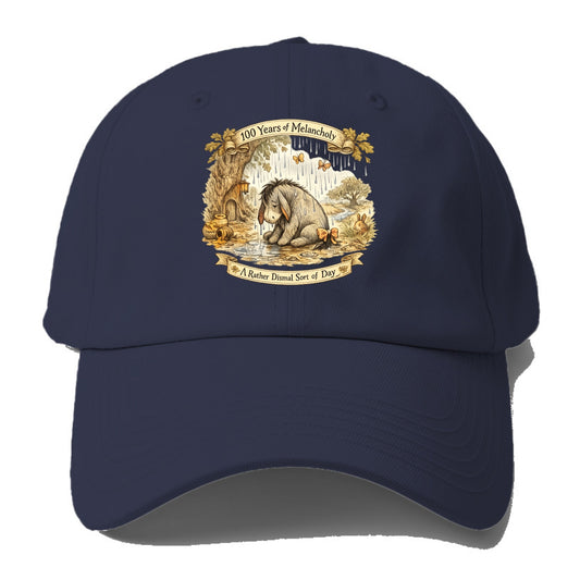 GLOOMY GLEN | Droopy figure in rain | Tattered tail bow | Pessimistic poetry | - Baseball Cap - Twilight Navy(Blue)