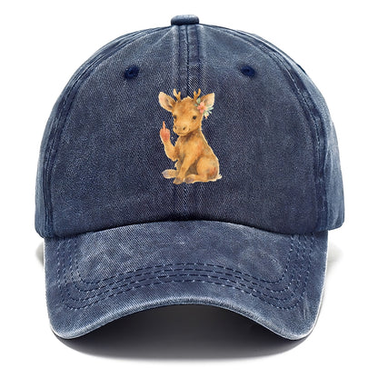 baby moose with adorable tiny antlers, one hoof raised in attitude - Classic Cap - Twilight Navy(Blue)
