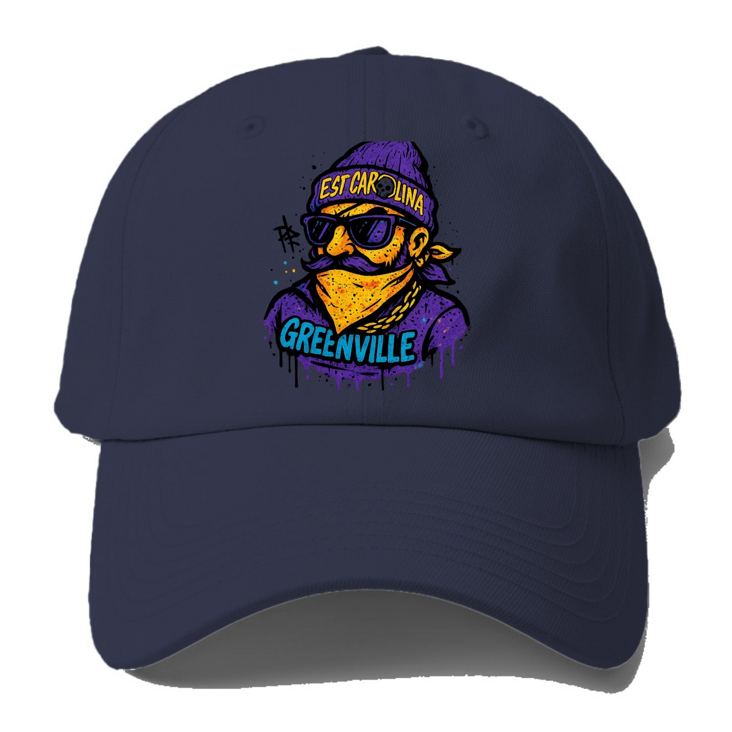 Greenville Pirate wearing East Carolina beanie with skull patch - Baseball Cap - Twilight Navy(Blue)