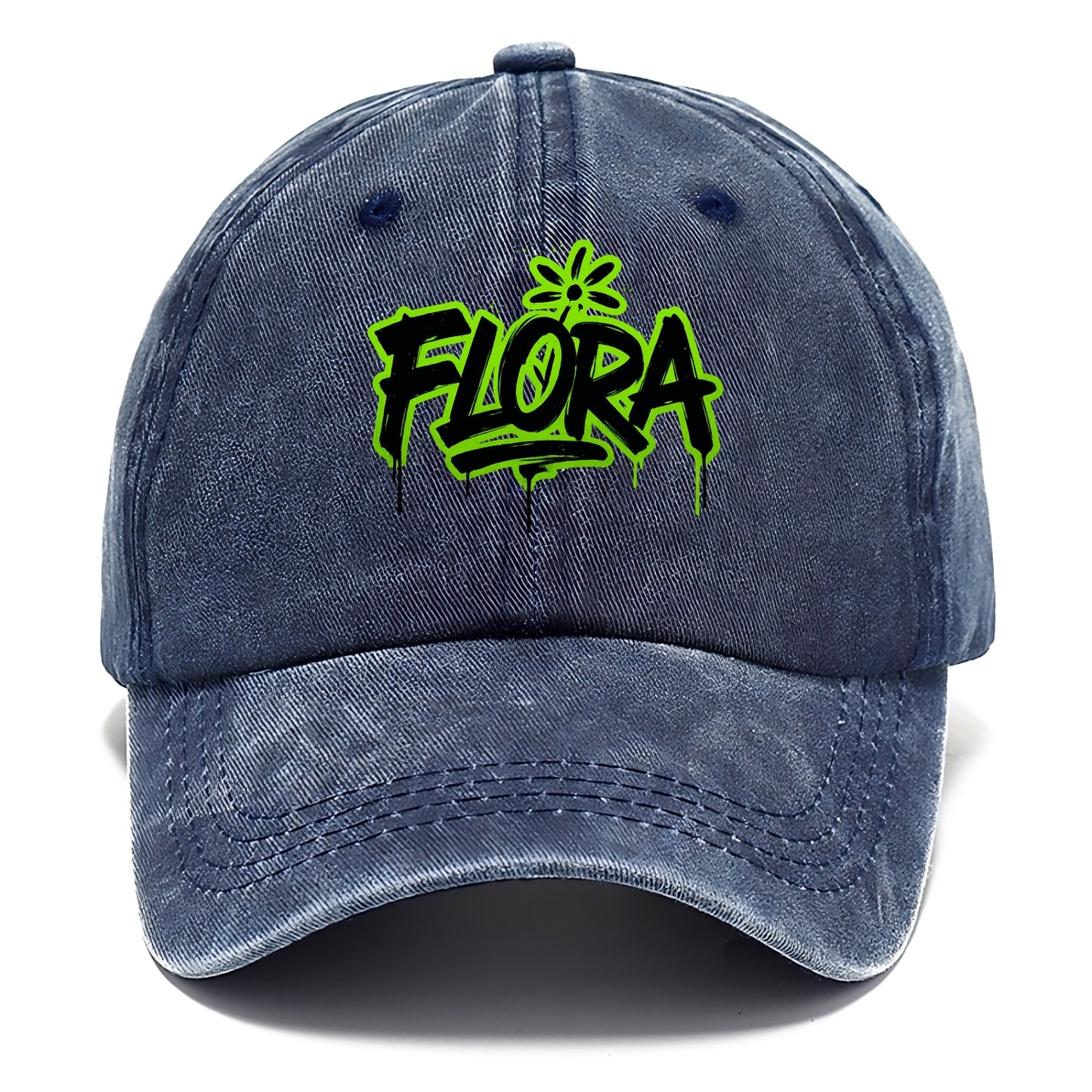 Bold typography design - "FLORA" - plant life, blooming - Classic Cap - Twilight Navy(Blue)