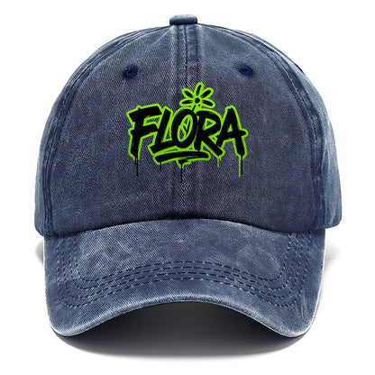 Bold typography design - "FLORA" - plant life, blooming - Classic Cap - Twilight Navy(Blue)